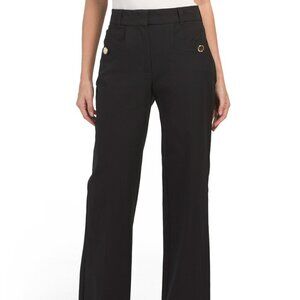 NWT Derek Lam 10 Crosby Black Nell Stretch Twill High Rise Pants, Size 4